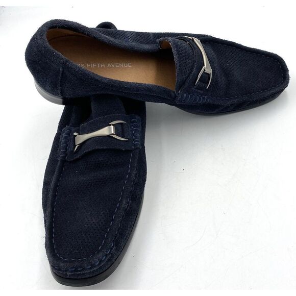 Saks Fifth Avenue Men\'s Suede Bit‎ Loafers Blue Size 7.5 main image 7